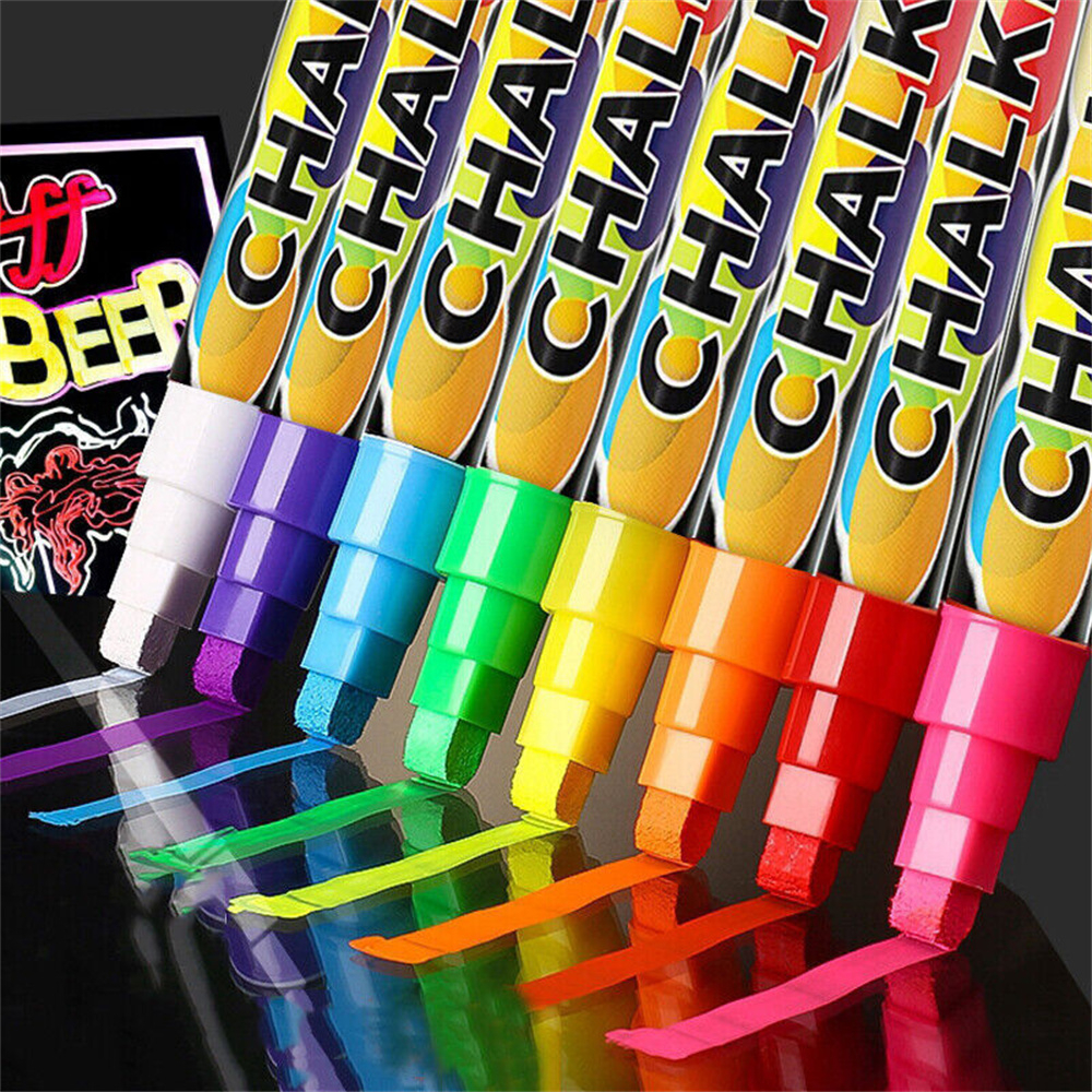 ปากกามาร์กเกอร์ชอล์ก มาร์กเกอร์ แบบหนา สําหรับผับ คาเฟ่ เมนู หน้าต่าง 8 ชิ้น