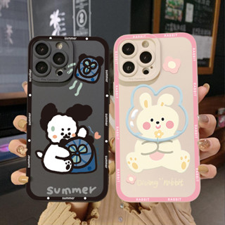 เคสป้องกันโทรศัพท์มือถือ ผ้ากํามะหยี่ขนนิ่ม ขอบสี่เหลี่ยม ลายกระต่าย สําหรับ OPPO Reno7 4G 6 8 Z 5G 5 F 2 F 3 4 A17 A17K A77S A57S