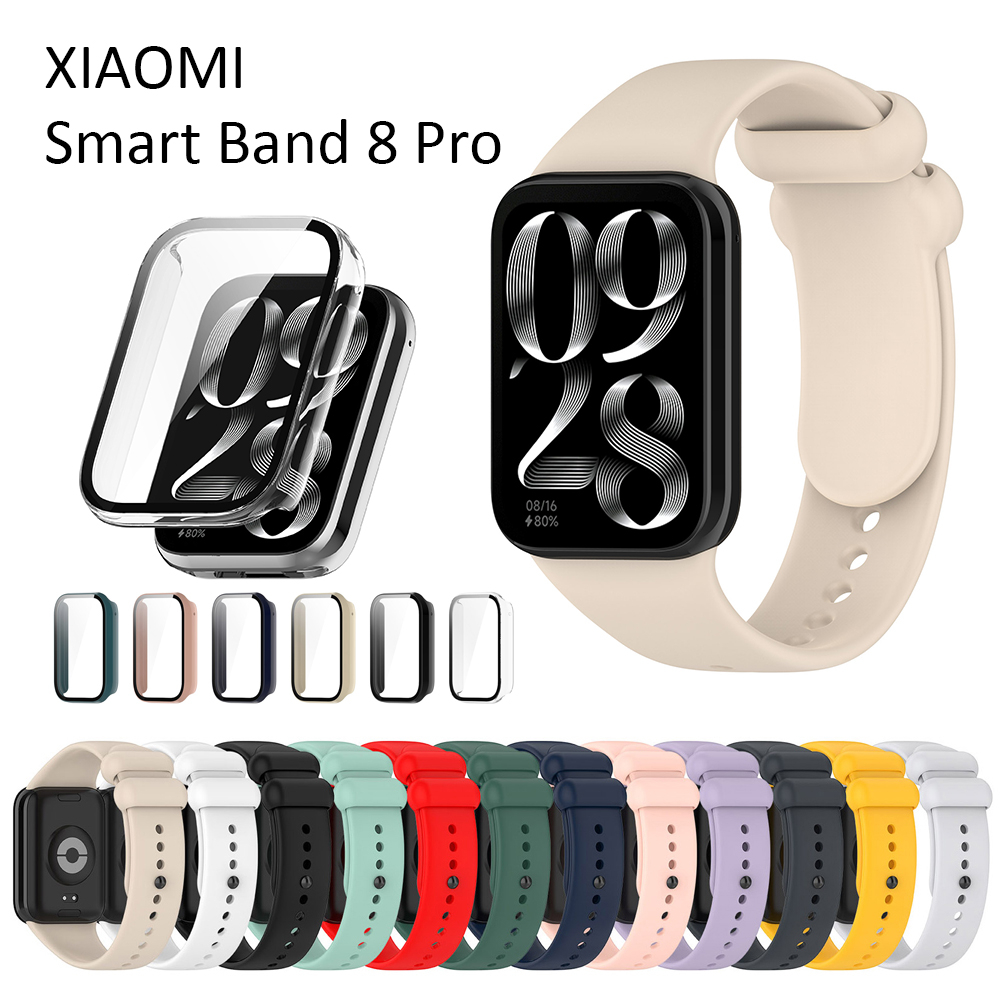 สําหรับ Xiaomi Smart Band 8 Pro สายรัด เคสกระจกนิรภัย ป้องกันหน้าจอ สาย USB แท่นชาร์จ สายรัด เคส