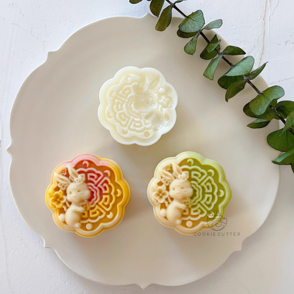 75g Mooncake Mould กระต่ายสร้างสรรค์มงคลคุกกี้แสตมป์สําหรับเทศกาลกลางฤดูใบไม้ร่วง MungBean เค้กอุปกร