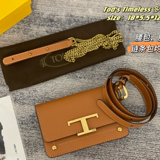 ใหม่ TODS Todds Timeless กระเป๋าสะพายไหล่ สายโซ่โลหะ รูปตัว T ขนาด 18 * 5.5 * 12 ซม. สําหรับผู้หญิง