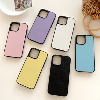 เคสโทรศัพท์มือถือหนัง พิมพ์ลายลิ้นจี่ สีพื้น เรียบง่าย สําหรับ iPhone 15 ProMax 14ProMax 13 iPhone11 12 ProMax