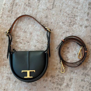 ใหม่ ของแท้ 100% TODS Todds Timeless กระเป๋าสะพายไหล่ กระเป๋าถือ หนังเทียม ทรงตัว T ขนาดเล็ก สําหรับสตรี