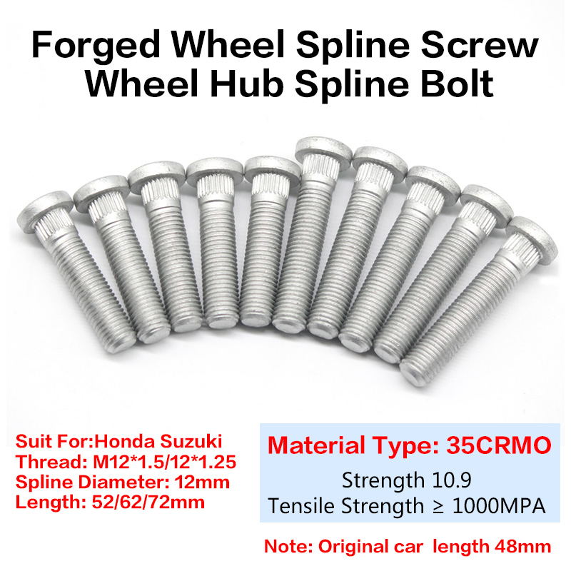 สกรูดุมล้อ เส้นผ่าศูนย์กลาง 12 มม. ยาว 52 62 72 มม. สําหรับ Honda Suzuki M12x1.5 12x1.25 4 5 ชิ้น