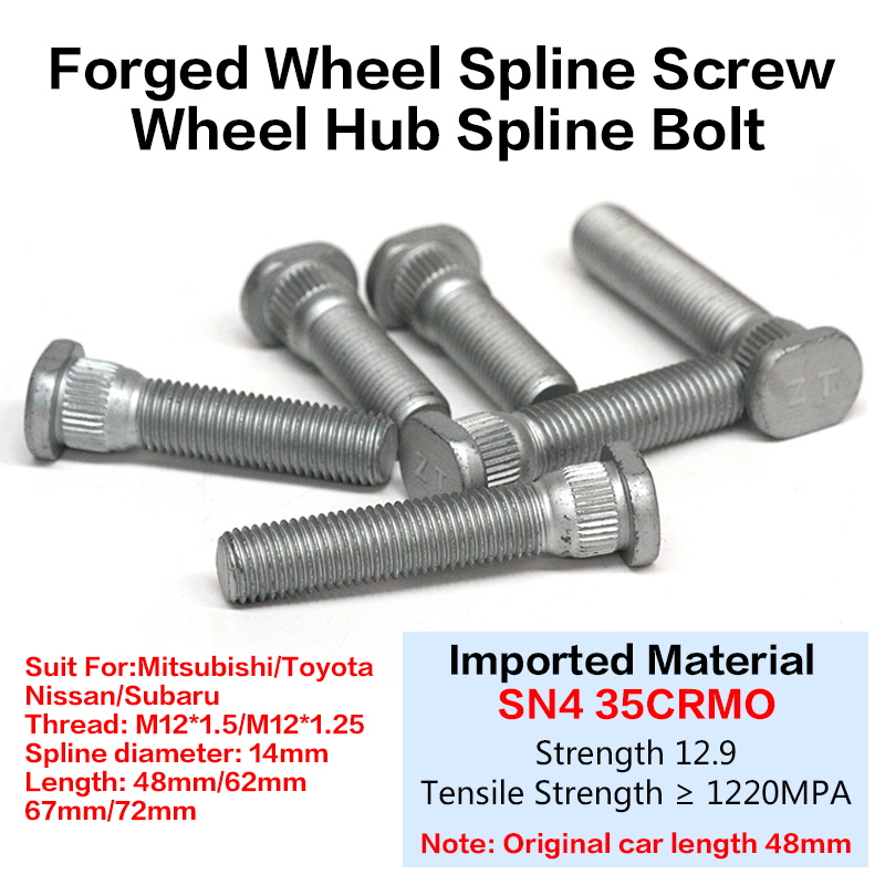 สกรูดุมล้อ เส้นผ่าศูนย์กลาง 14 มม. 12x1.5 12x1.25 ยาว 48 57 67 72 มม. สําหรับ Mitsubishi Toyota Subaru Nissan 4 5 ชิ้น