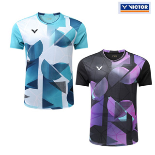 Victor 2023 เสื้อกีฬาแบดมินตัน ผ้าถัก ดูดซับเหงื่อ เหมาะกับฤดูใบไม้ผลิ และฤดูร้อน สําหรับผู้ชาย และผู้หญิง