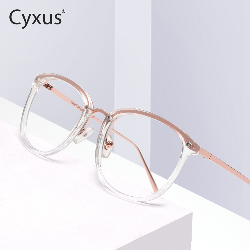 Cyxus ชุดกรอบแว่นตา ป้องกันแสงสีฟ้า สีโรสโกลด์ สําหรับผู้หญิง จํานวน 1 ชิ้น