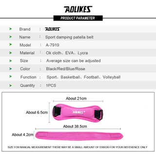 Aolikes สะบ้ารั้งเข่า ปรับได้ 1 ชิ้น สําหรับเล่นกีฬา บาสเก็ตบอล วอลเลย์บอล