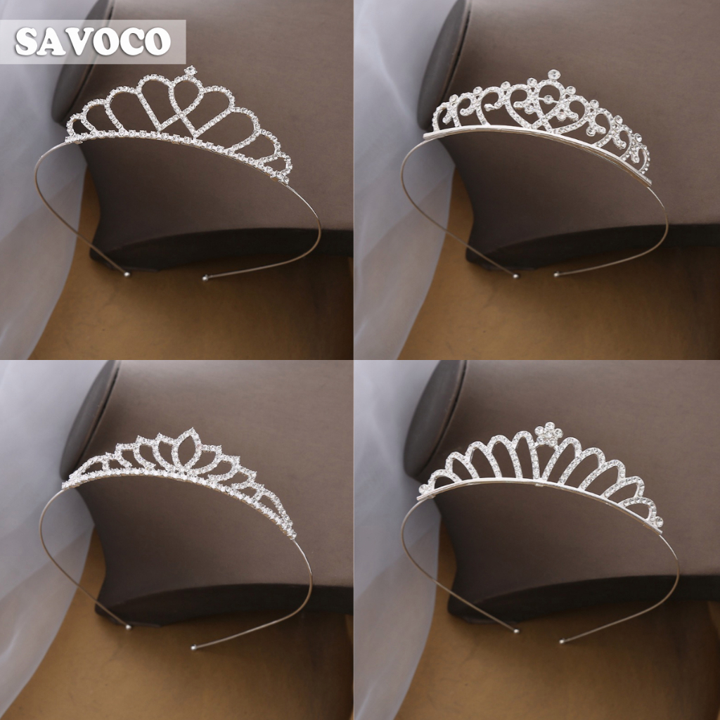 Savoco หวีมงกุฎเจ้าหญิง ประดับเพทาย ขนาดเล็ก หรูหรา เครื่องประดับแฟชั่น สําหรับผู้หญิง SH076