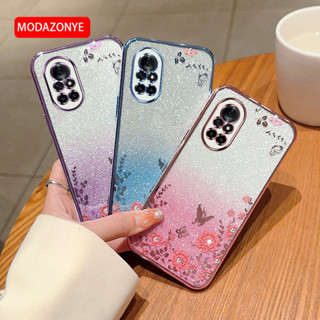 เคสโทรศัพท์มือถือแบบนิ่ม แต่งกลิตเตอร์ ลายดอกไม้ ผีเสื้อ ระยิบระยับ สําหรับ Huawei Nova 8 Nova 8