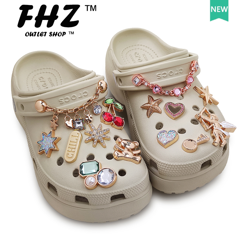 ที่เสียบรองเท้า Jibbitz Crocs โลหะ สร้างสรรค์ DIY สําหรับผู้หญิง และผู้ชาย