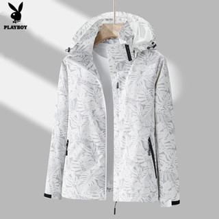 PLAYBOY Camouflage Maple Leaf Couple Style Womens Hooded Charge Coat