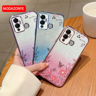 เคสมือถือ แบบนิ่ม ลายดอกไม้ ผีเสื้อ กลิตเตอร์ สําหรับ Infinix Hot 12 Play Infinix Hot 12 Play