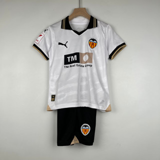 เสื้อกีฬาแขนสั้น ลายทีมชาติฟุตบอล Valencia CF 2023-24 ชุดเหย้า สําหรับเด็ก