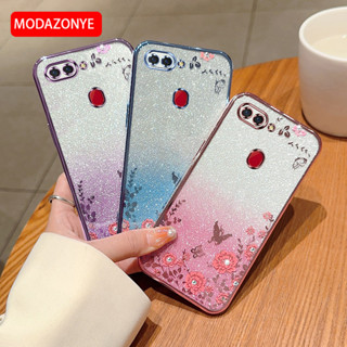 เคสโทรศัพท์มือถือแบบนิ่ม แต่งกลิตเตอร์ ลายดอกไม้ ผีเสื้อ ระยิบระยับ สําหรับ OPPO R15 Pro R15 Pro