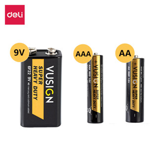 Deli ถ่าน 4 ก้อน AA AAA 9V ใหม่ ความจุสูง ของแท้ ปลอดสารตะกั่ว ปลอดภัย Carbon Zine Battery