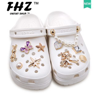 Fhz™ Crocs Jibbitz ที่เสียบรองเท้า โลหะ สร้างสรรค์ DIY สําหรับผู้หญิง และผู้ชาย