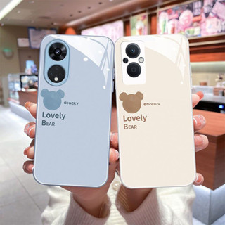 เคส OPPO Reno 8T 8Z 7Z A78 A98 5G เคส OPPO Reno8 5G 6Z 6 7 Pro 5G เคส OPPO Reno7 Pro Reno5 Reno6Z 5G เคสโทรศัพท์มือถือแบบแก้ว กันกระแทก ลายหมี แนวสตรีท หรูหรา สําหรับ