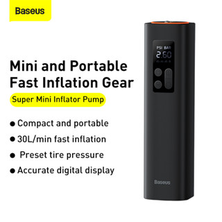 Baseus Super Mini Inflator pump ปั๊มลมยางรถยนต์ ปั๊มลมยางรถยนต์ จักรยานไฟฟ้า แบบพกพา แบบมีสาย สมบัติเป่าลม