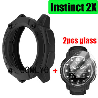 สําหรับ Garmin Instinct 2X เคส TPU นิ่ม ป้องกัน ฝาครอบ กระจก ป้องกันหน้าจอ ปลั๊ก