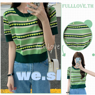 Fulllove เสื้อยืด คอกลม แขนสั้น ผ้าถัก แบบบาง สําหรับผู้หญิง