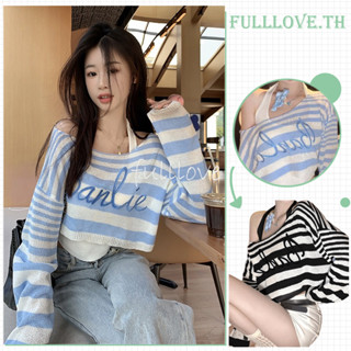 Fulllove Set2 ชิ้น เสื้อสายเดี่ยวคล้องคอ+เสื้อครอปแขนยาวดีเทลขอบระบายคอวีลึก สวยเซ็กซี่เบาๆเซ็กซี่แบบไม่โป้ ใส่ง่าย Y2K