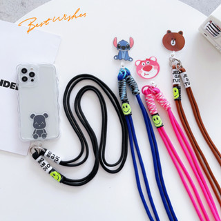 สายคล้องโทรศัพท์ ป้องกันการสูญหาย สายคล้องคอ ที่มีสีสัน สายคล้องโทรศัพท์ ความปลอดภัย พวงกุญแจ เชือก พร้อมแผ่นแปะการ์ตูนน่ารัก