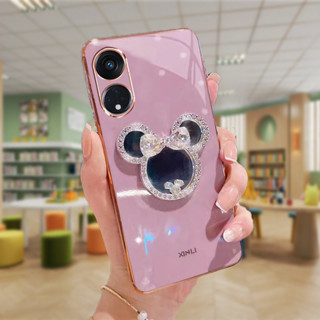 เคส OPPO A58 A98 Reno 8T A78 5G A57 A77S เคสโทรศัพท์มือถือ ลายการ์ตูนมิกกี้เมาส์ พร้อมกระจกแต่งหน้า สําหรับ