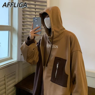 ❀AFF LIGA❀ เสื้อแจ็กเก็ตกันหนาว มีฮู้ด แต่งซิป พิมพ์ลายตัวอักษร สไตล์เกาหลี แฟชั่นฤดูใบไม้ร่วง สําหรับผู้ชาย และคู่รัก