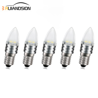 Ruiandsion E10 หลอดไฟ LED ขนาดเล็ก AC 6V 9V 12V สีขาวอบอุ่น สําหรับไฟฉาย ไฟจักรยาน 5 ชิ้น