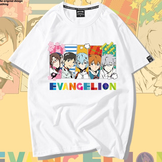 เสื้อยืดแขนสั้น ผ้าฝ้ายแท้ พิมพ์ลายการ์ตูนอนิเมะ Eva Evangelion Ayapoli ทรงหลวม แฟชั่นฤดูร้อน สําหรับคู่รัก