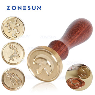 Zonesun แม่พิมพ์ขี้ผึ้ง ทองแดง ด้ามจับไม้ ขนาด 25 มม. 0.98 นิ้ว สําหรับปิดผนึกซองจดหมาย โปสการ์ดเชิญงานแต่งงาน