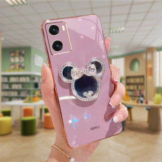 เคส OPPO A57 A77S A96 A76 Reno 8T 8Z 7Z A78 5G A17K A16 A5 A9 2020 เคสโทรศัพท์มือถือ ลายการ์ตูนมิกกี้เมาส์ พร้อมกระจกแต่งหน้า สําหรับ