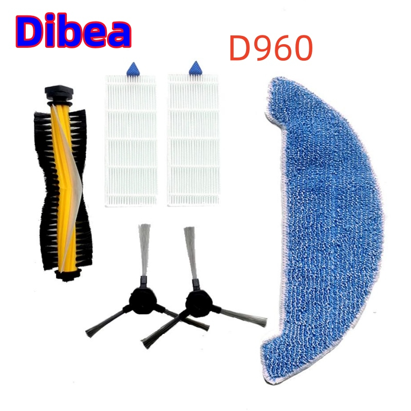 Dibea D960 อุปกรณ์เสริมเครื่องดูดฝุ่น แบบมือถือ ไส้กรอง HEPA ผ้าม็อบ แปรงม้วน แปรงด้านข้าง