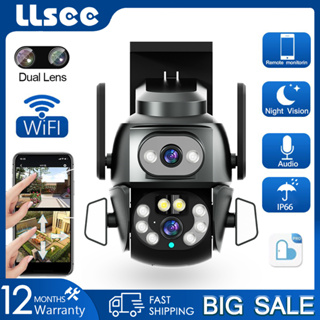 Llsee กล้องวงจรปิด wifi ตรวจสอบกล้องวงจรปิดไร้สายกลางแจ้งกล้องรักษาความปลอดภัย IP 360, 4K, 8MP, PTZ, ติดตามการเคลื่อนไหว, สีเต็ม, อินเตอร์คอมสองทิศทาง