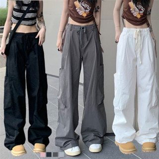 พร้อมส่ง🔥กางเกงแฟชั่นผู้หญิง กางเกงทำงาน Cargo pants  มีเชือกตรงเข็มขัด สไตล์y2k วินเทจ