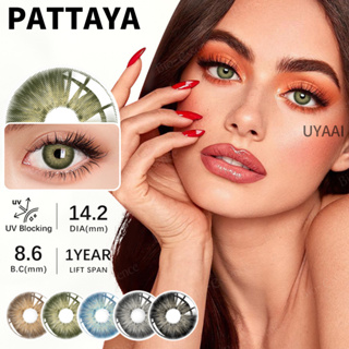 Uyaai คอนแทคเลนส์ สีน้ําตาล เขียว น้ําเงิน เทา PATTAYA Series {0.00~4.00} 1 ปี 14.2 มม. 2 ชิ้น