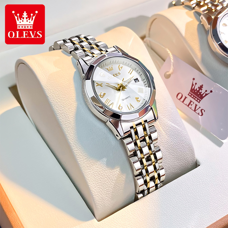 OLEVS นาฬิกาข้อมือผู้หญิง กันน้ํา 100% แท้ แฟชั่น แบรนด์เนม เล็ก สแตนเลส ส่องสว่าง ทอง สีขาว สีฟ้า รับประกัน นาฬิกาควอตซ์ แฟชั่น 3 ปี ของขวัญวันเกิดผู้หญิง นาฬิกาหญิง 9931