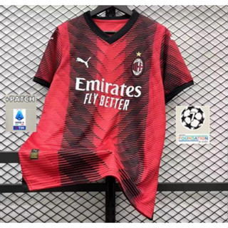 เสื้อกีฬาแขนสั้น ลายทีมชาติฟุตบอล Milan 23 24 AC ไซซ์ S - 4XL ชุดเหย้า