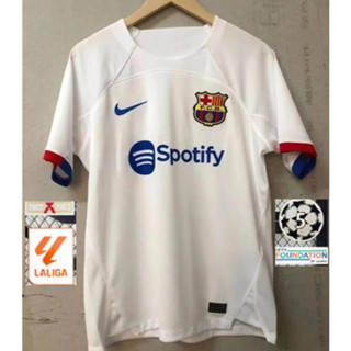 เสื้อกีฬาแขนสั้น ลายทีมชาติฟุตบอล Barcelona 23 24 ชุดเยือน ไซซ์ S - 4XL