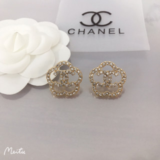 ต่างหู Chanel Camellia คุณภาพสูง สําหรับผู้หญิง102369