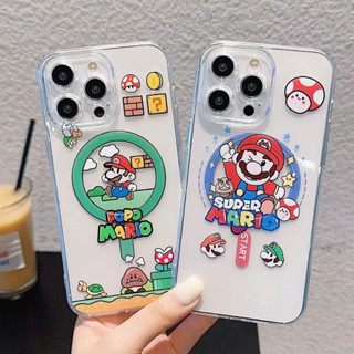 เคสโทรศัพท์มือถือแบบแข็ง แม่เหล็ก ลายซุปเปอร์มาริโอ้ มาริโอ้ iphone 14pro 14 13 pro max 12pro 12 11 pro max