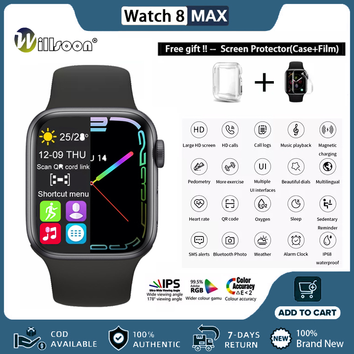ใหม่ นาฬิกาข้อมือสมาร์ทวอทช์ 8 Max หน้าจอ NFC GPS 8 1.85 นิ้ว เชื่อมต่อบลูทูธ กันน้ํา สําหรับ Android iOS