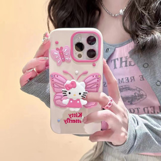 เคสซิลิโคนนิ่ม ลายการ์ตูนคิตตี้ สามมิติ สําหรับ iPhone15 14 13 12 11 Pro MAX