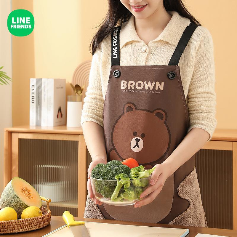 Line FRIENDS ผ้ากันเปื้อน กันน้ํามัน สําหรับทําอาหารในครัวเรือน