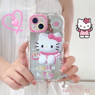 เคสโทรศัพท์มือถือ ลายการ์ตูนแมว KT สีชมพู และสีขาว สําหรับ iPhone 14Pro max case 13Pro max 12Pro max 14Pro 13Pro 12Pro 11 12 13 14 case