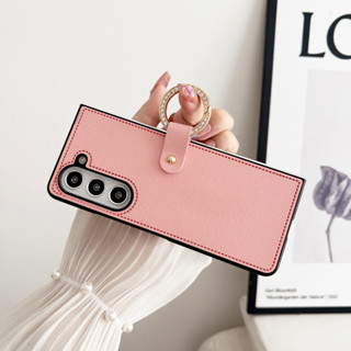 เคสโทรศัพท์มือถือ แบบบางพิเศษ ลายนูน พร้อมแหวนขาตั้ง สําหรับ Samsung Galaxy Z FOLD 5 4 3 2 fold5 fold4 fold3