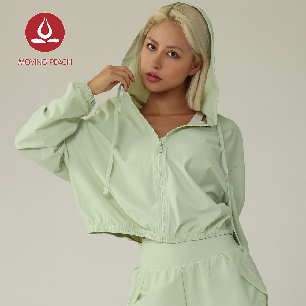 MOVING PEACH Windbreaker ผู้หญิง UV Protection Jacket Relaxed Fit กลางแจ้ง Hoodie วิ่งออกกําลังกาย Windbreaker Jacket ASS