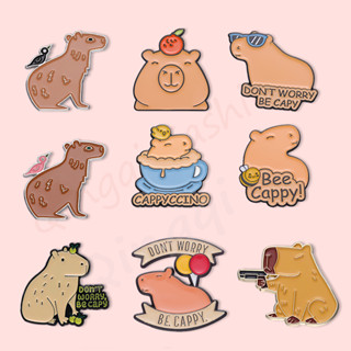 เข็มกลัด รูปสัตว์ Capybara น่ารัก ไม่ต้องกังวล เครื่องประดับ สําหรับติดปกเสื้อ กระเป๋าเป้สะพายหลัง ของขวัญเพื่อน