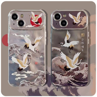 เคสโทรศัพท์มือถือ tpu แบบนิ่ม ลายนกกระเรียน สําหรับ iPhone 14 14promax 14pro 11 12 12PRO 12PROMAX 13 13pro 13promax